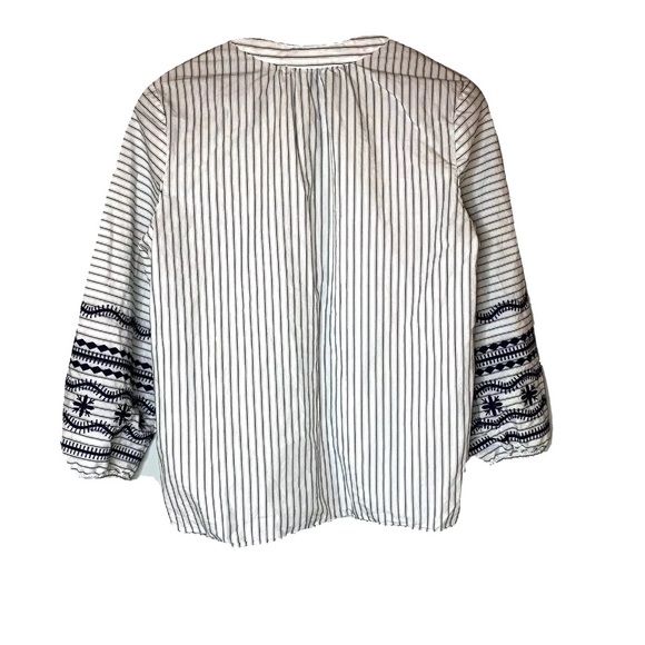 MADEWELL Button Down Shirt Navy Stripe Embroidered - Picture 4 of 8